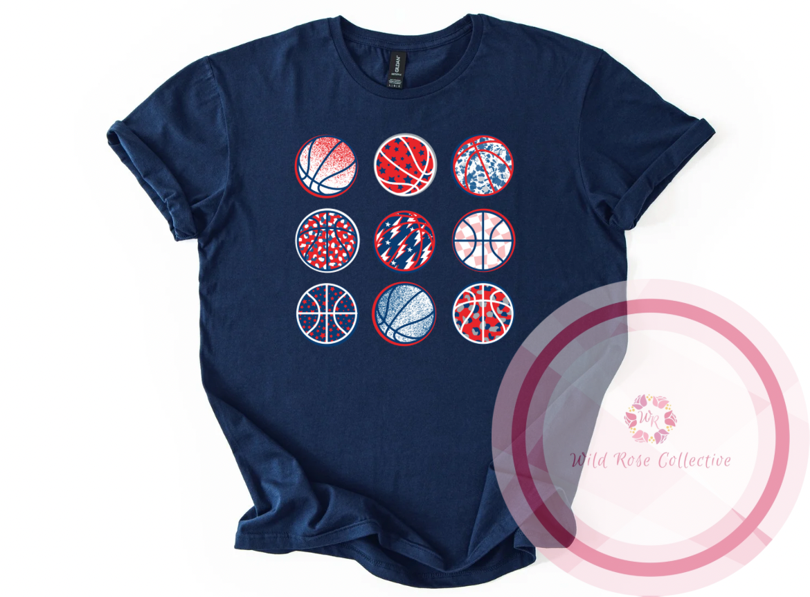 Navy & Red Basketball Tshirt