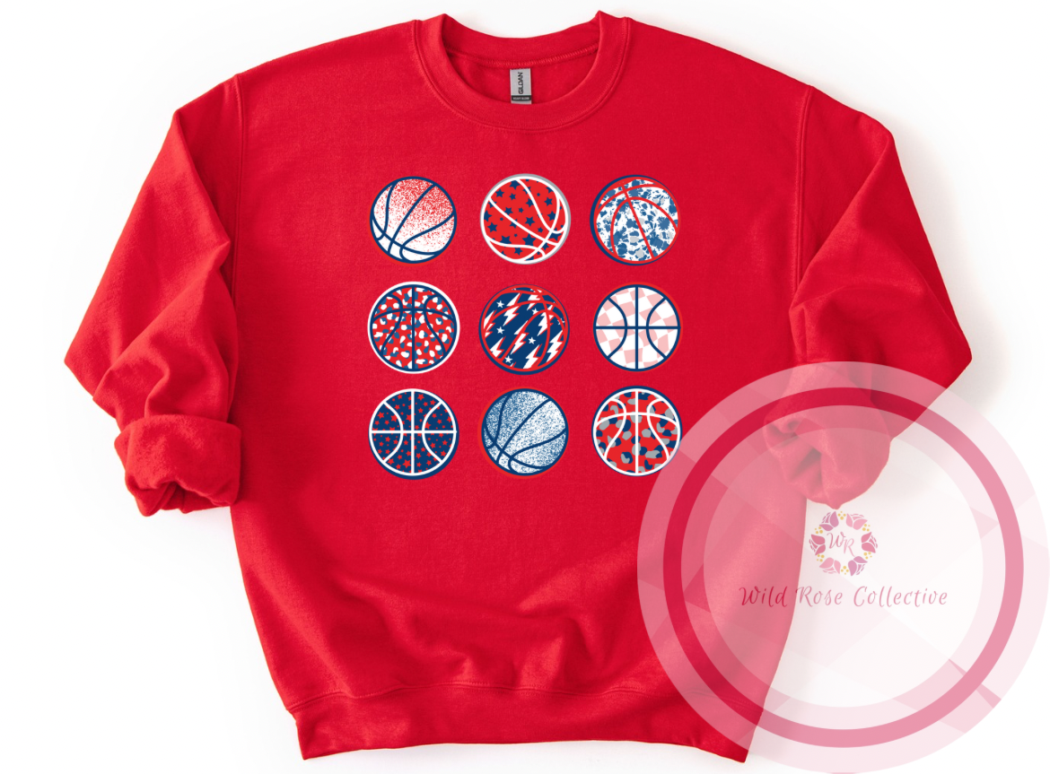 Navy & Red Basketball Sweatshirt