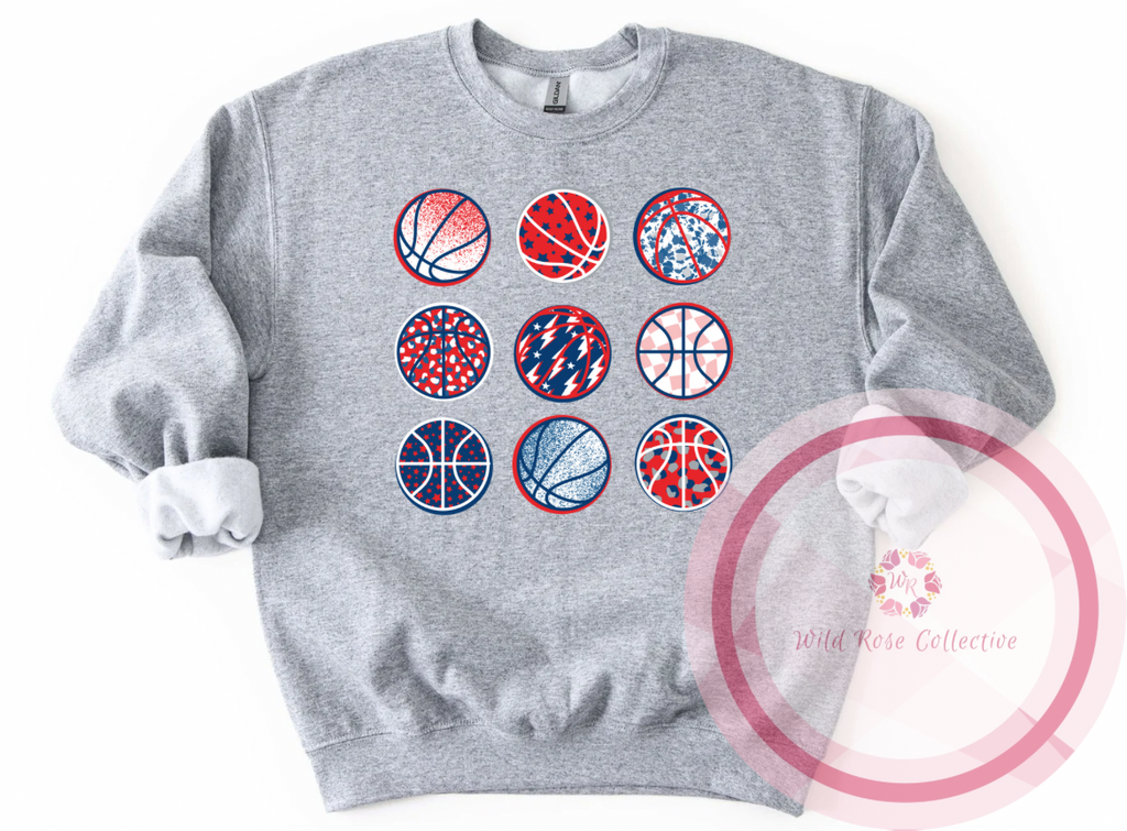 Navy & Red Basketball Sweatshirt