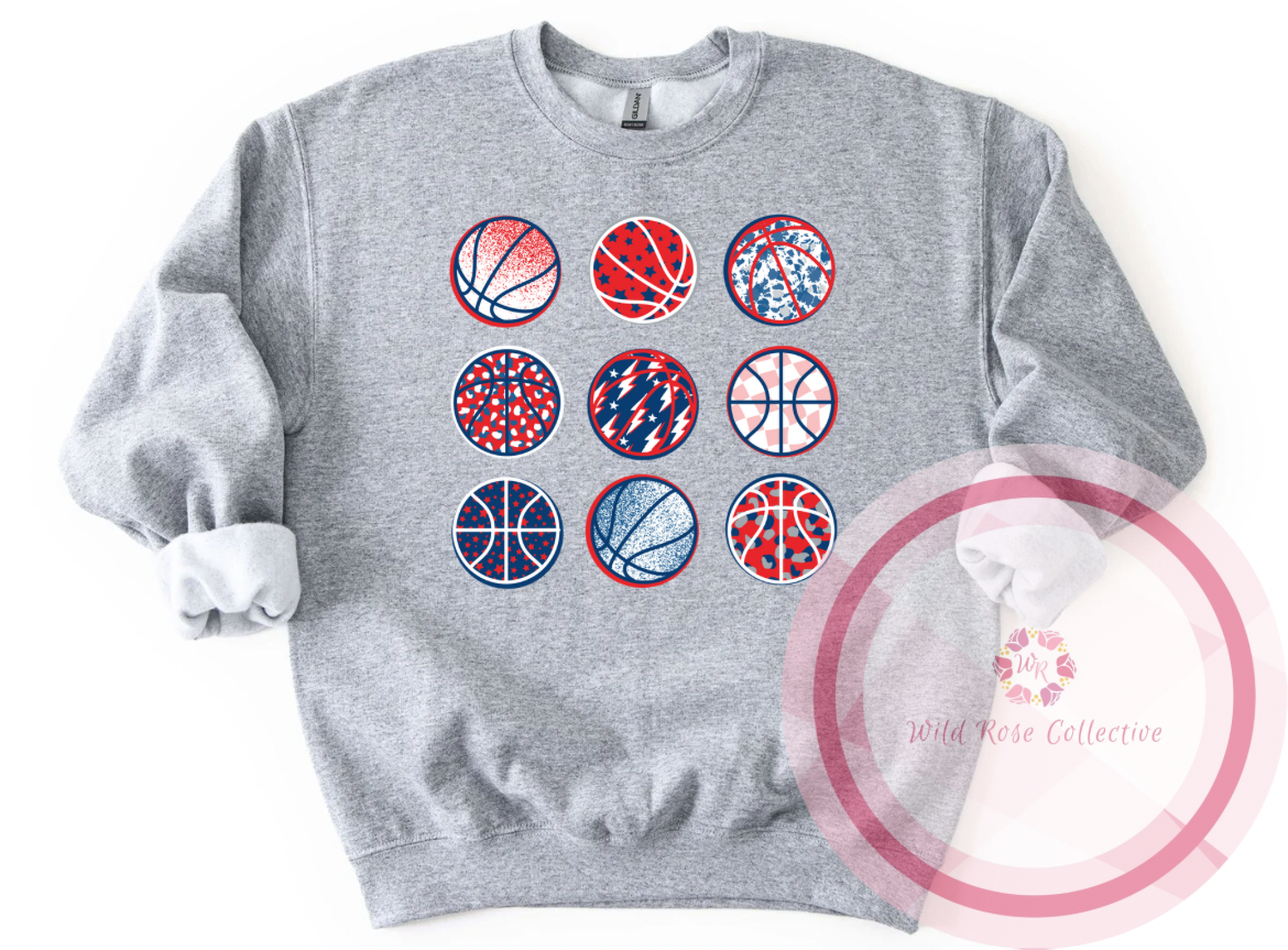 Navy & Red Basketball Sweatshirt