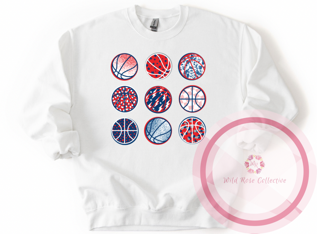 Navy & Red Basketball Sweatshirt
