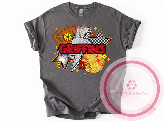 Griffins Glitter Softball Tshirt