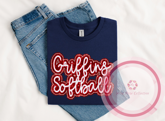 Griffins Softball Dotted Glitter Tshirt