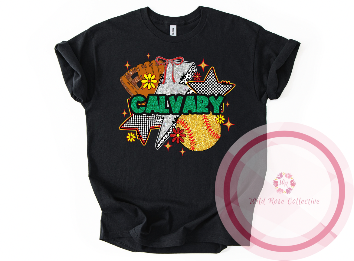 Calvary Glitter Softball Tshirt
