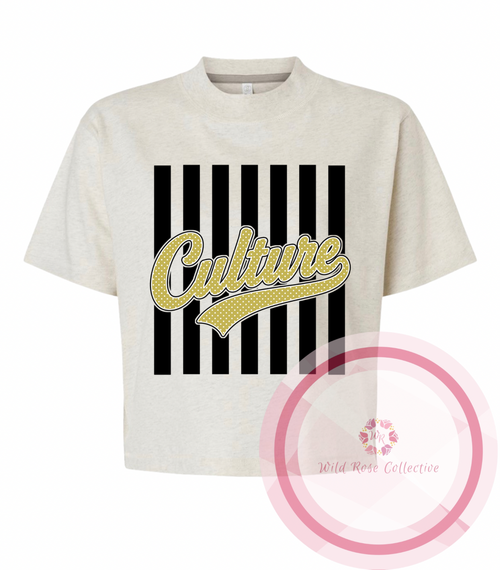 Culture Stripes & Polka Dot Cropped Tee