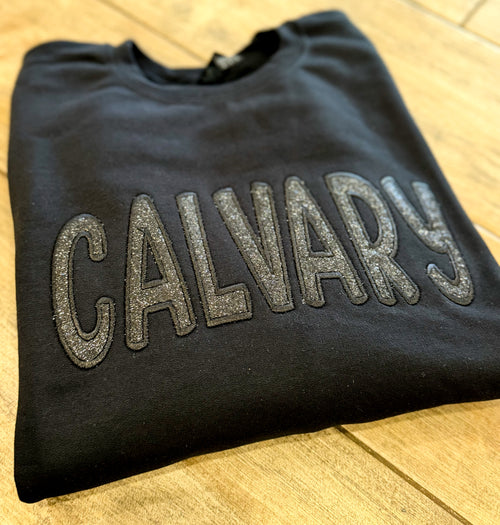 *PREORDER* Calvary Black Glitter Embroidered Sweatshirt