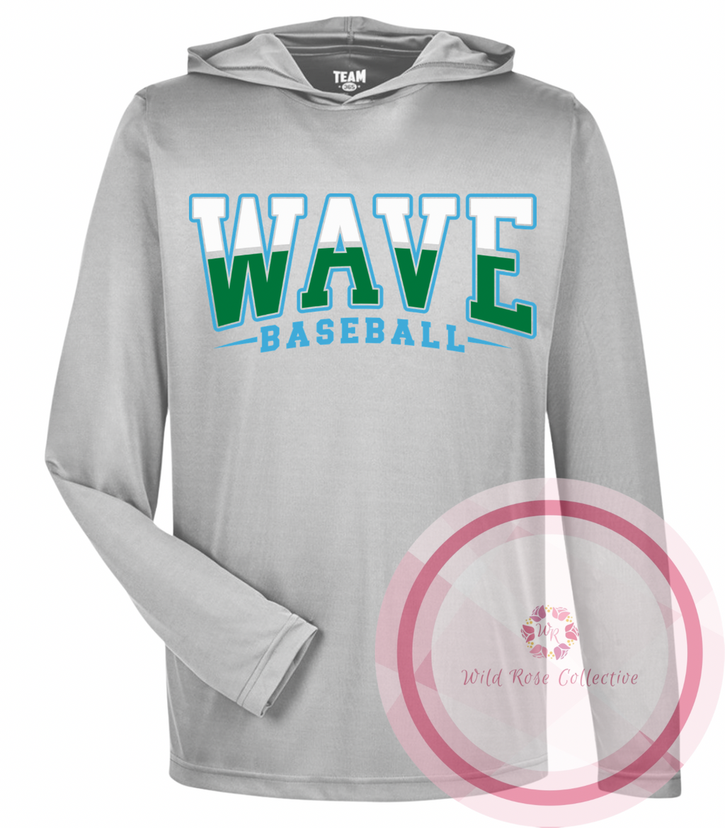 Wave Split Color Hooded Long Sleeve Performance Tshirt