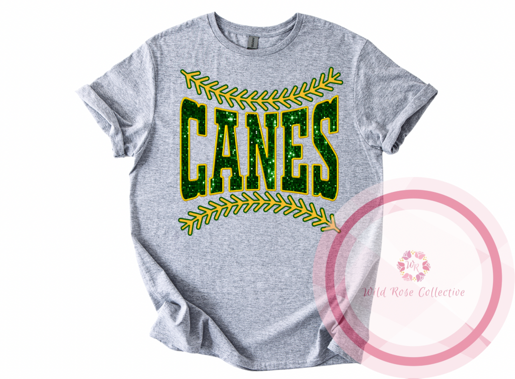 Canes Baseball Laces Tshirt