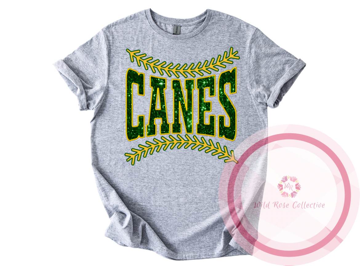 Canes Baseball Laces Tshirt