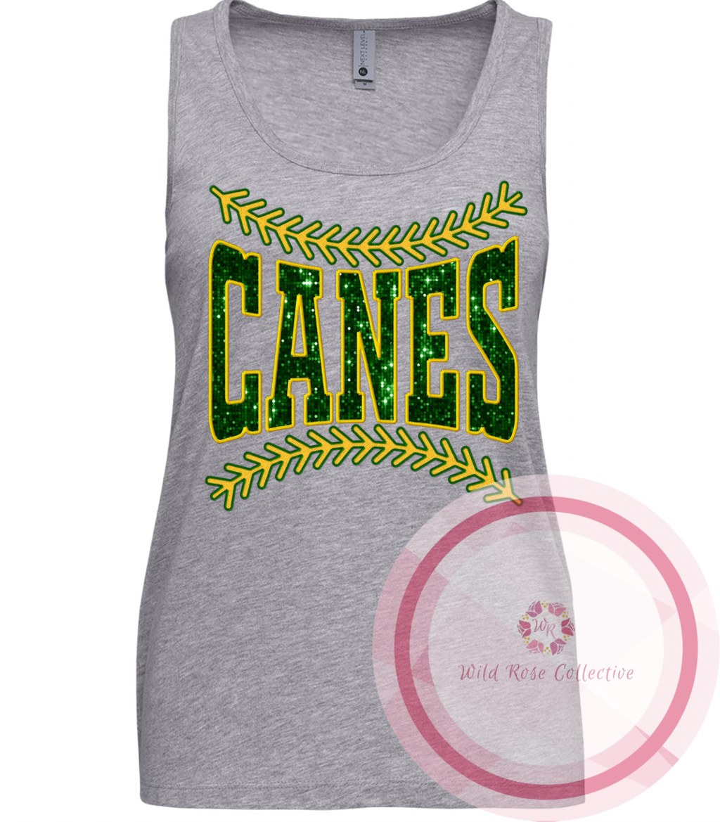 Canes Baseball Laces Tank Top
