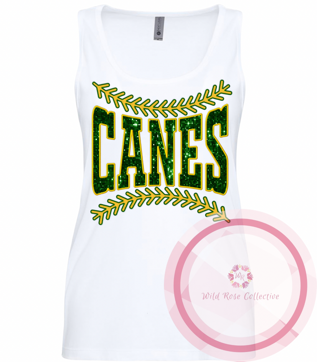 Canes Baseball Laces Tank Top