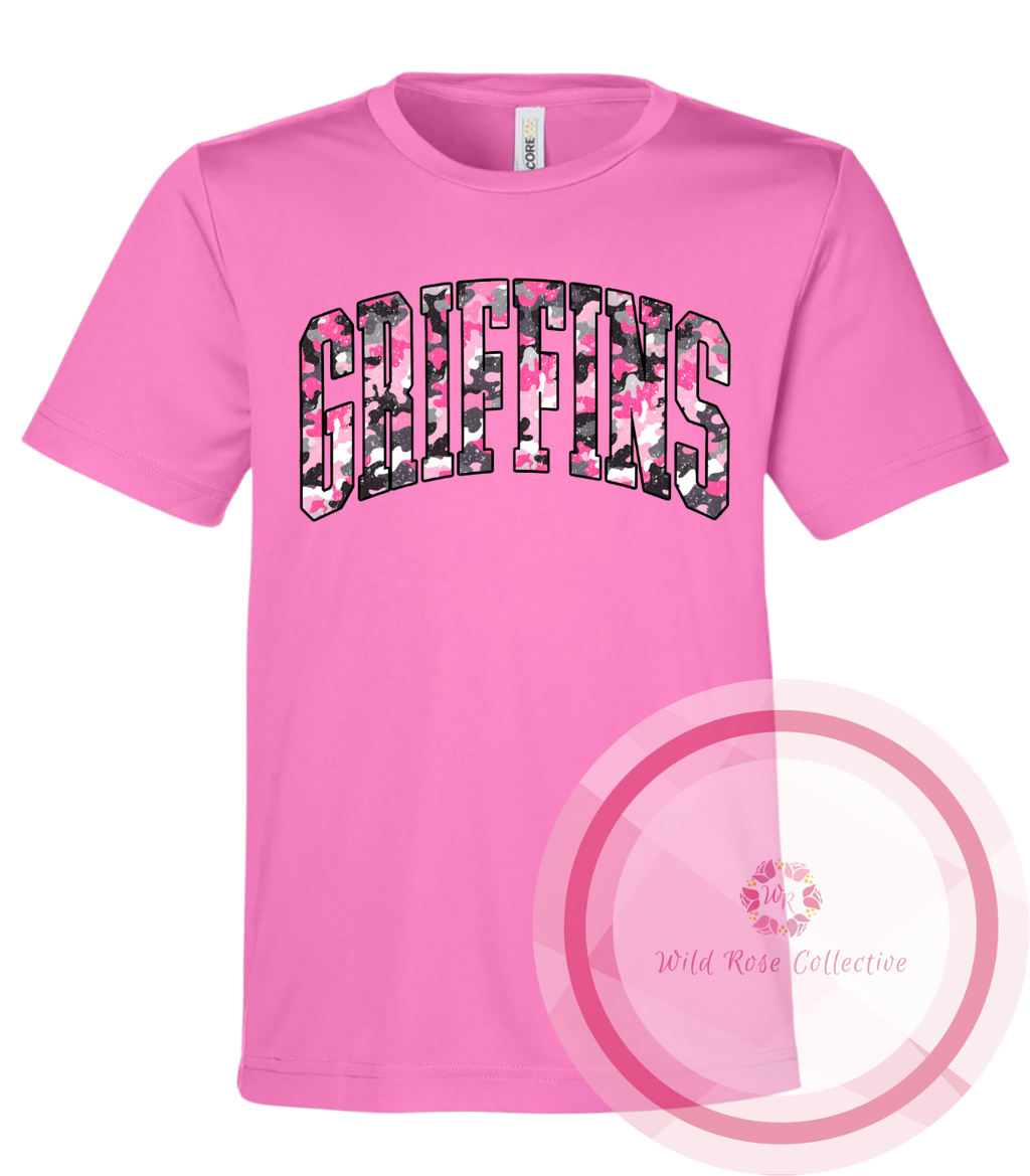 Griffins Pink Camo Performance Tshirt