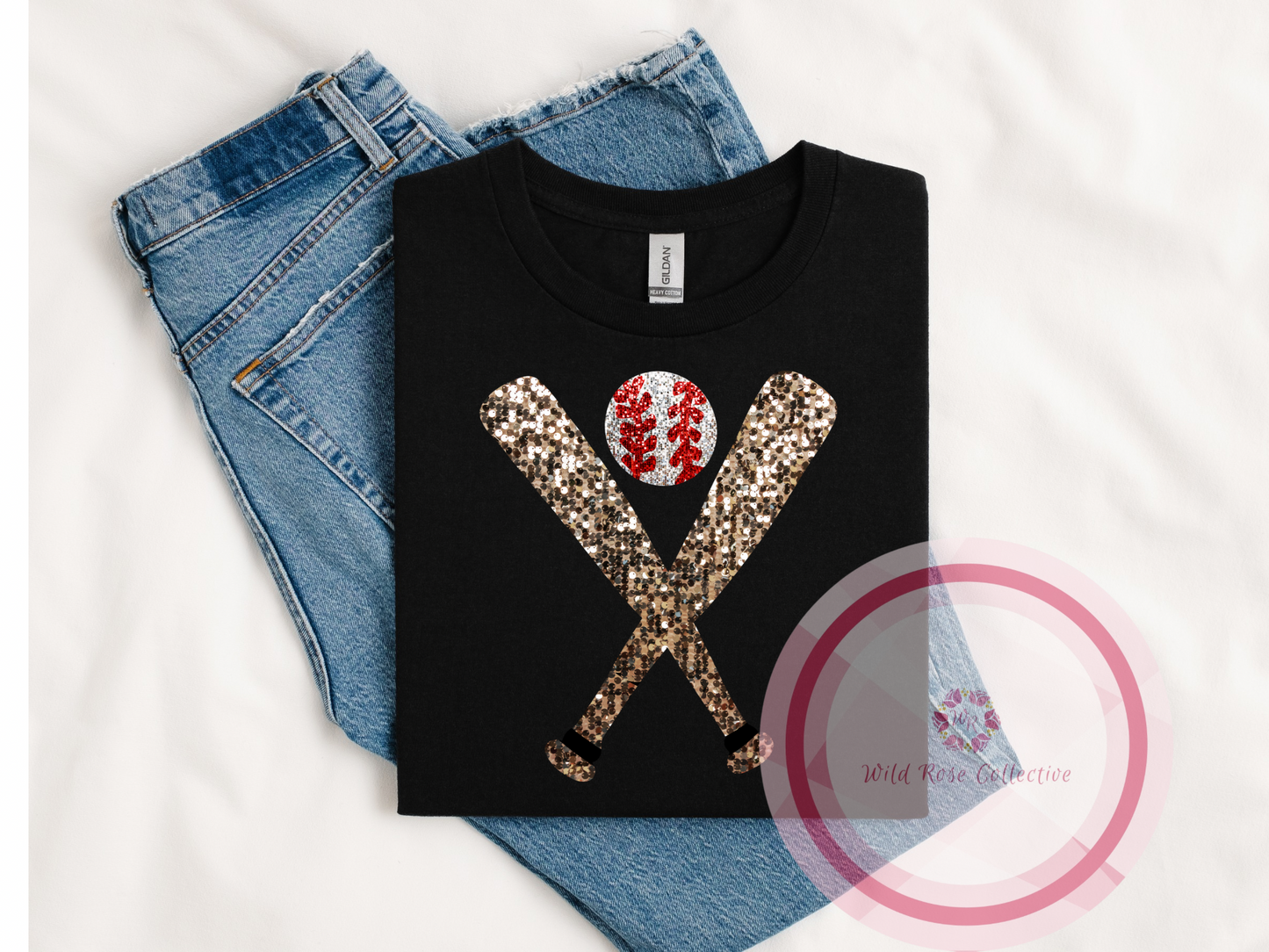 Faux sequins baseball tee