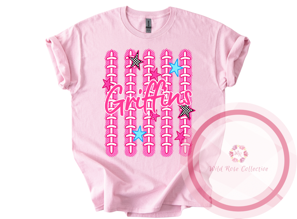 Griffins Pink Football Laces Tshirt
