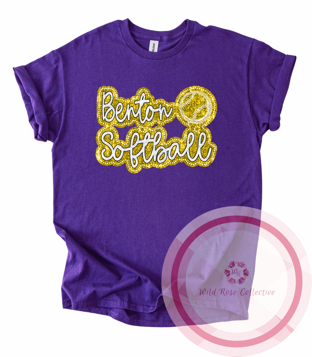 Benton Softball Dotted Glitter Tshirt