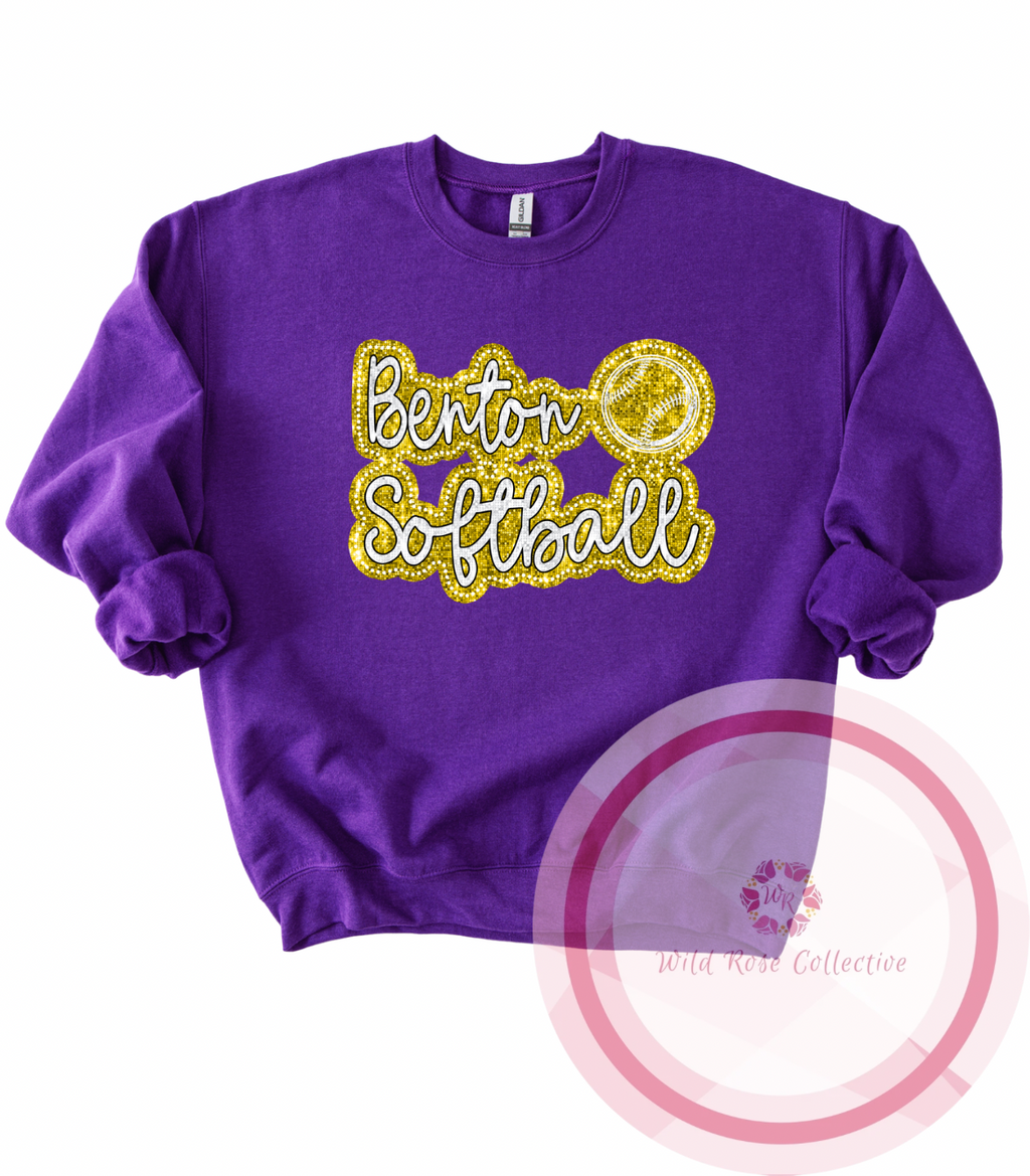 Benton Softball Dotted Glitter Sweatshirt
